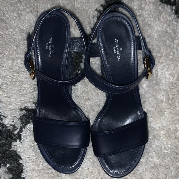Authentic Louis Vuitton Denim Wedges in Blue - Picture 4 of 7